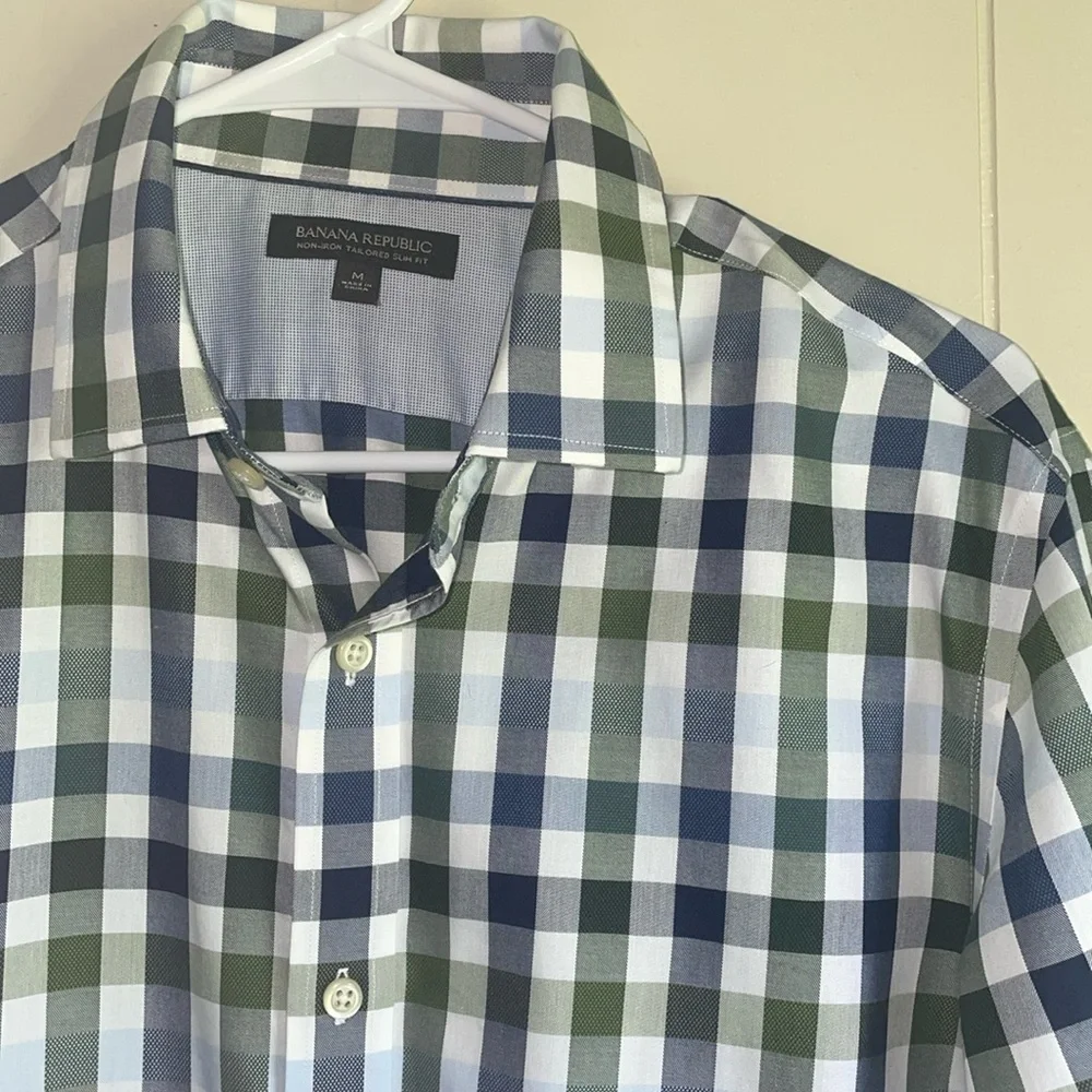 Banana Republic Men’s Plaid Cotton Woven Button Up Long Sleeve Shirt